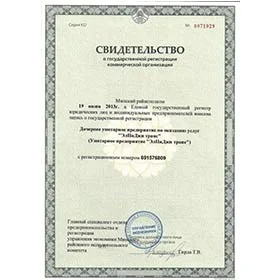 Свидетельство о государственной регистрации