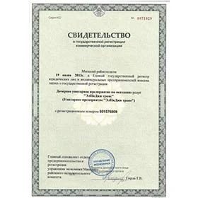Свидетельство о государственной регистрации